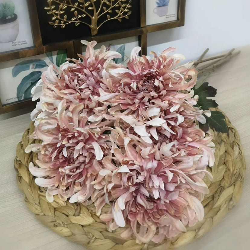 Искусственные цветы в Челябинске | Цветок искусственный «Хризантема», персиково-розовая, одиночный