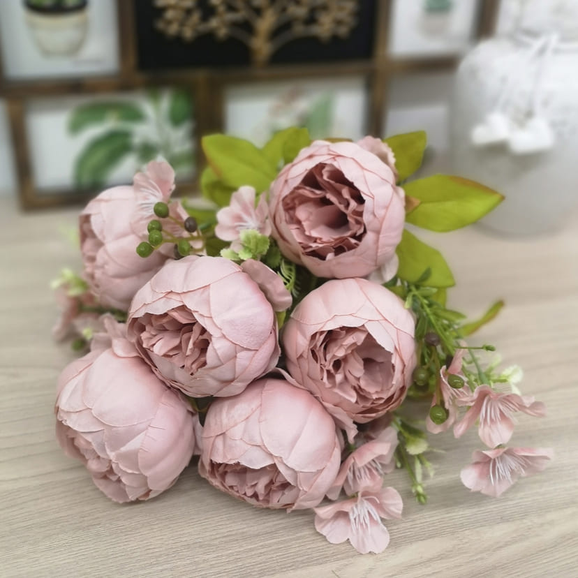 Искусственные цветы в Челябинске | Цветы искусственные «Пионы», розовый, винтаж, букет