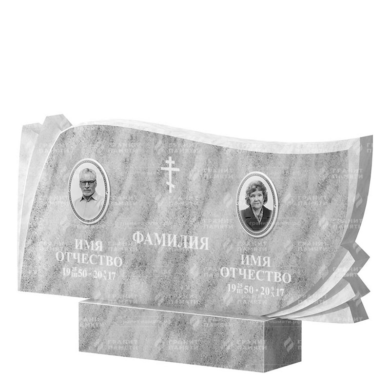 Памятники из мрамора в&nbsp;Челябинске | Двойной мраморный памятник ФМ-265