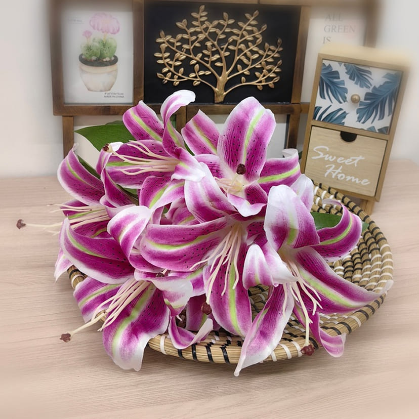 Искусственные цветы в Челябинске | Цветы искусственные «Лилии крупные», розово-сиреневые, букет