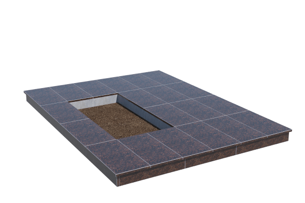 Площадки на могилу в&nbsp;Челябинске | Площадка с вертикальной (10 см) облицовкой Дымовским гранитом (под цветник)