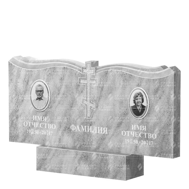Памятники из мрамора в&nbsp;Челябинске | Двойной мраморный памятник ФМ-262