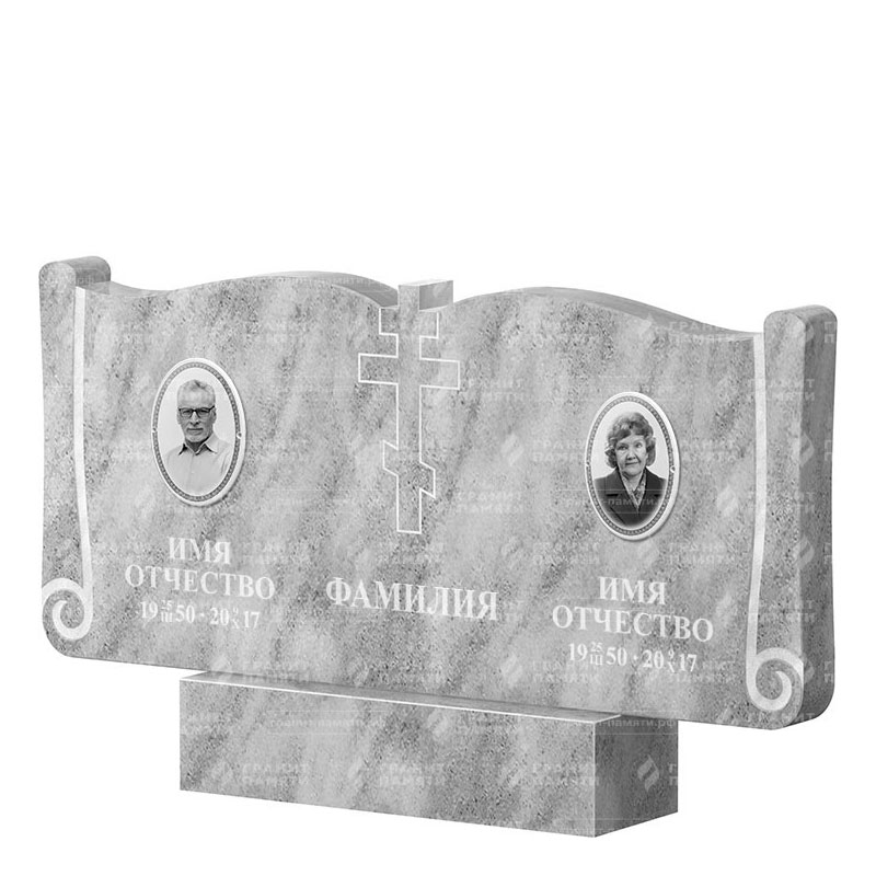 Памятники из мрамора в&nbsp;Челябинске | Двойной мраморный памятник ФМ-263
