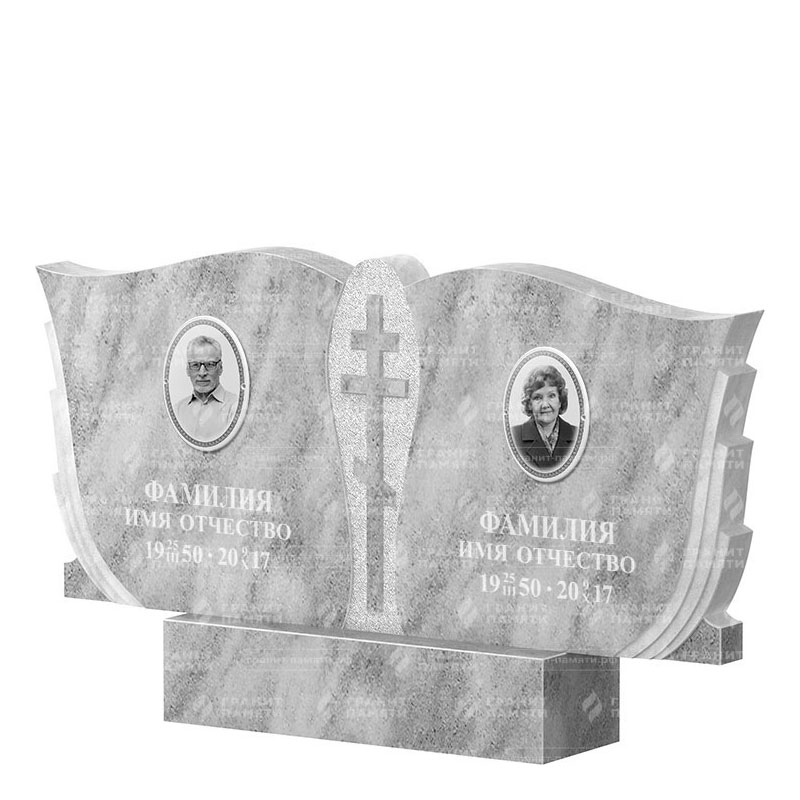 Памятники из мрамора в&nbsp;Челябинске | Двойной мраморный памятник ФМ-136