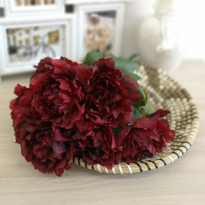 Искусственные цветы в Челябинске | Цветы искусственные «Пионы», бордовые, букет