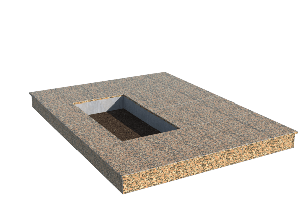 Площадки на могилу в&nbsp;Челябинске | Площадка с вертикальной (15 см) облицовкой Южно-султаевским гранитом (под цветник)