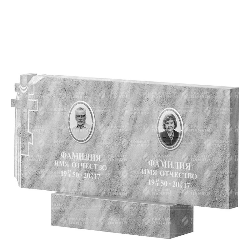 Памятники из мрамора в&nbsp;Челябинске | Двойной мраморный памятник ФМ-139