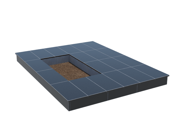 Площадки на могилу в&nbsp;Челябинске | Площадка с вертикальной (15 см) облицовкой гранитом Габбро (под цветник)
