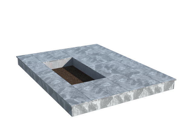 Площадки на могилу в&nbsp;Челябинске | Площадка с вертикальной (15 см) мраморной облицовкой (под цветник)