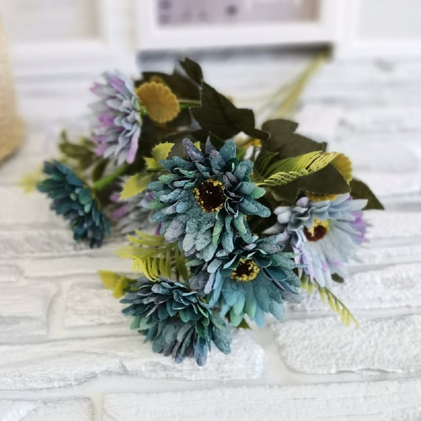 Искусственные цветы в Челябинске | Цветы искусственные «Ромашки», фиолетово-голубые, букет