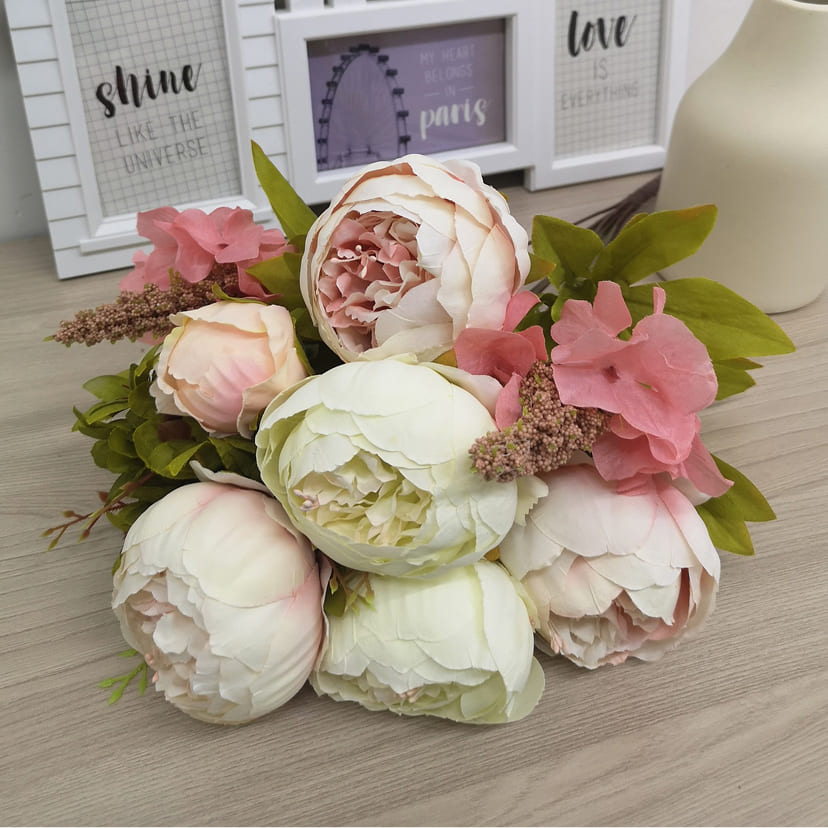 Искусственные цветы в Челябинске | Цветы искусственные «Пионы», молочно-розовые, букет