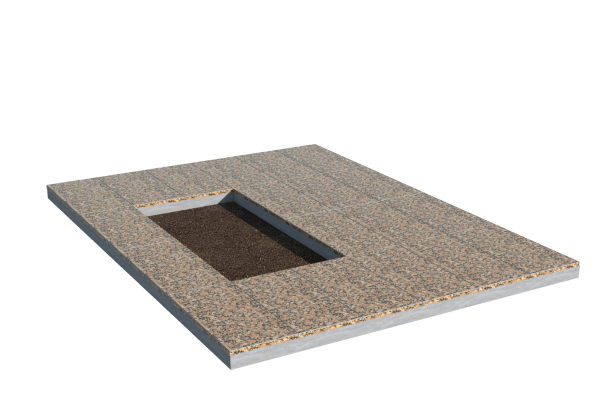 Площадки на могилу в&nbsp;Челябинске | Площадка с облицовкой Южно-Султаевским гранитом (под цветник)