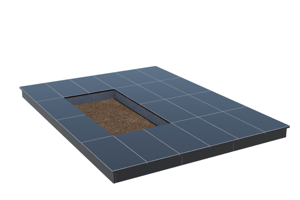 Площадки на могилу в&nbsp;Челябинске | Площадка с вертикальной (10 см) облицовкой гранитом Габбро (под цветник)