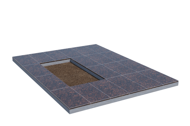 Площадки на могилу в&nbsp;Челябинске | Площадка с облицовкой Дымовским гранитом (под цветник)